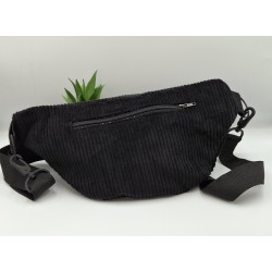 sac banane noir en velours côtelé