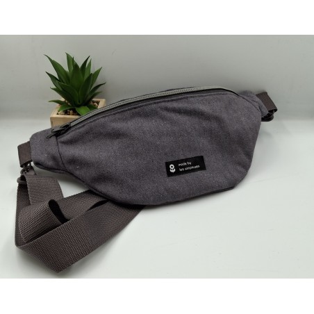 sac banane en canvas gris