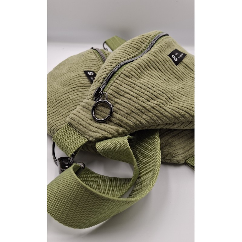 sac banane vert en velours côtelé