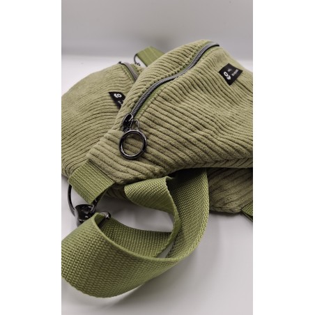 sac banane vert en velours côtelé