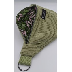 sac banane vert en velours côtelé