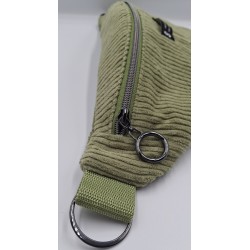 sac banane vert en velours côtelé