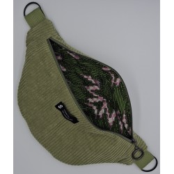 sac banane vert en velours côtelé