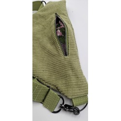 sac banane vert en velours côtelé