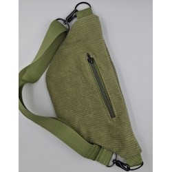 sac banane vert en velours côtelé