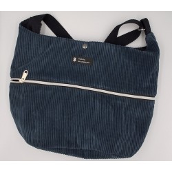 Sac en velours bleu acier
