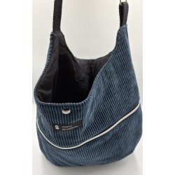 Sac en velours bleu acier