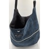 Sac en velours bleu acier