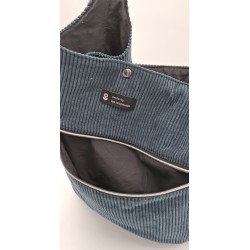 Sac en velours bleu acier